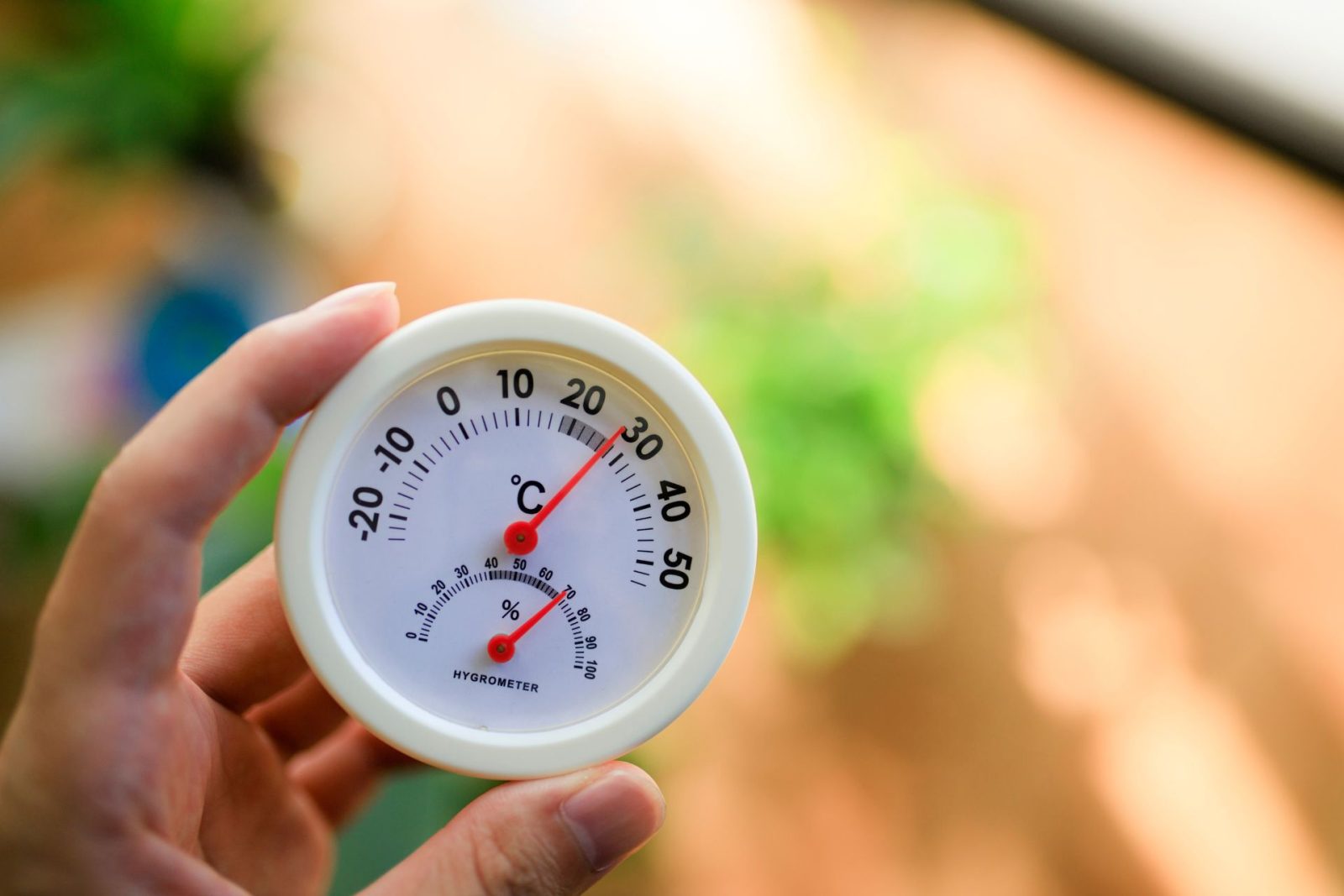 A hygrometer measures a home's humidity level.