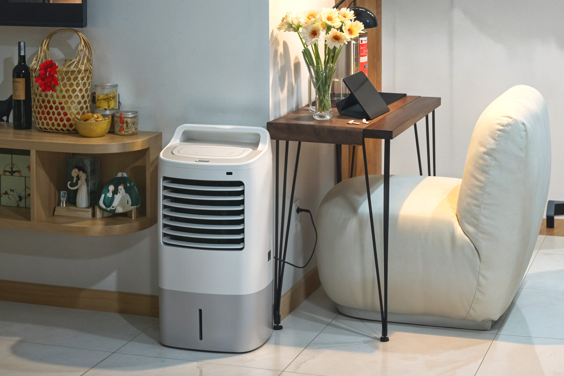 A room fitted with a dehumidifier to maintain ideal humidity levels.