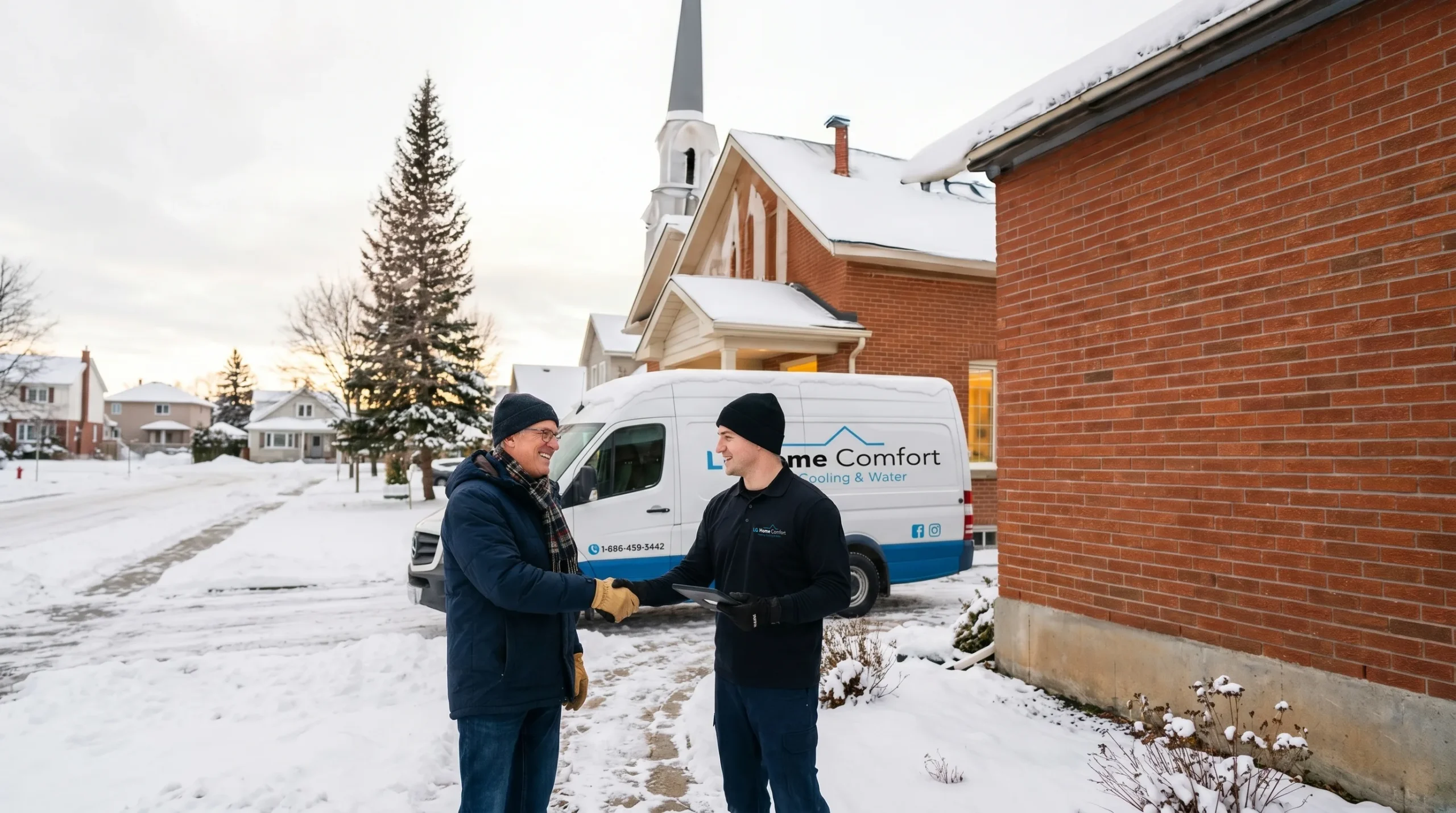 Ontario HVAC technician helping homeowners choose the right heat pump system.
