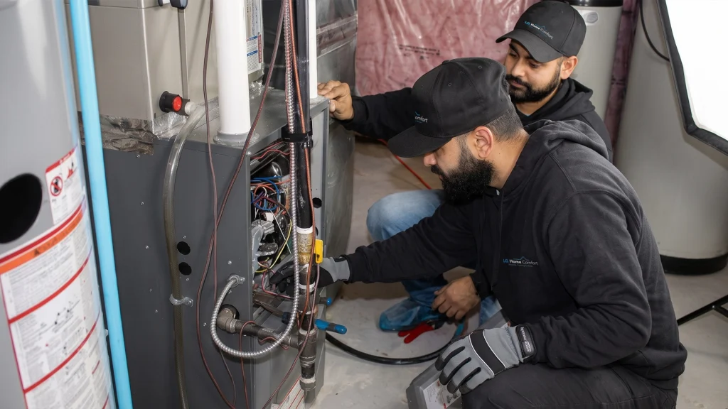HVAC technicians doing maintenance and repairs