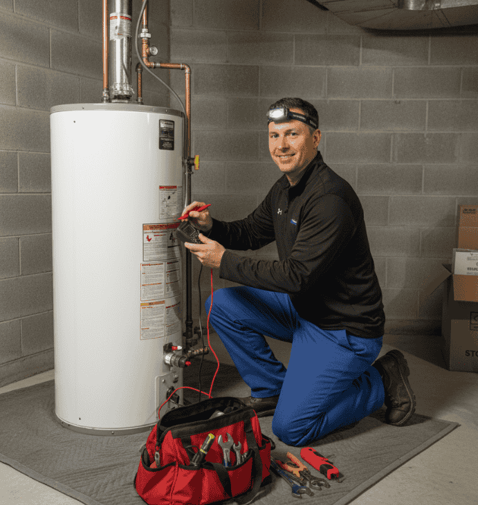 Newly installed tank water heater in a North York home
