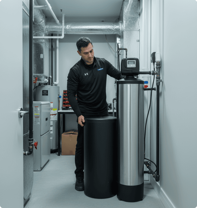 Installing eco-friendly salt-free water softenerss in Scarborough - LG Home Comfort