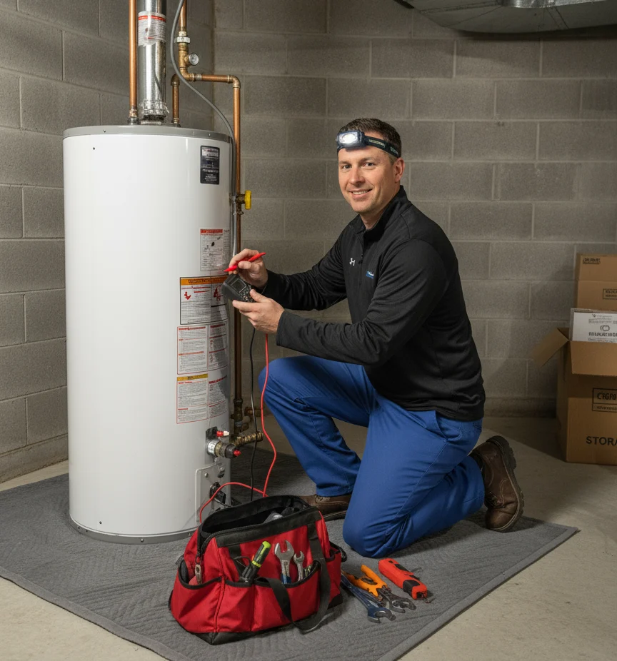 Certified HVAC expert installing water heater in Chatham-Kent, ON - LG Home Comfort