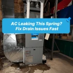 Basement HVAC system leaking water from AC drain issue in spring