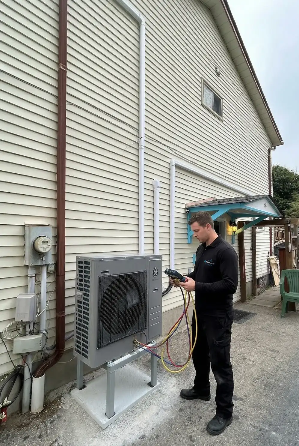 A certified technician performing professional furnace, AC, and heat pump repair, replacement, or installation for a home in Peterborough