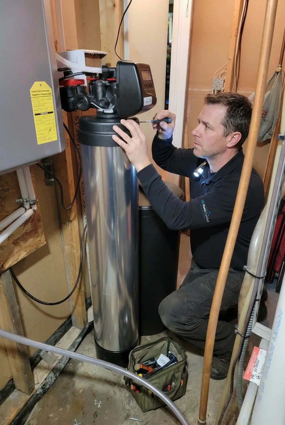 A state-of-the-art whole-home water purification system installed to provide clean, safe, and great-tasting drinking water solutions for families live