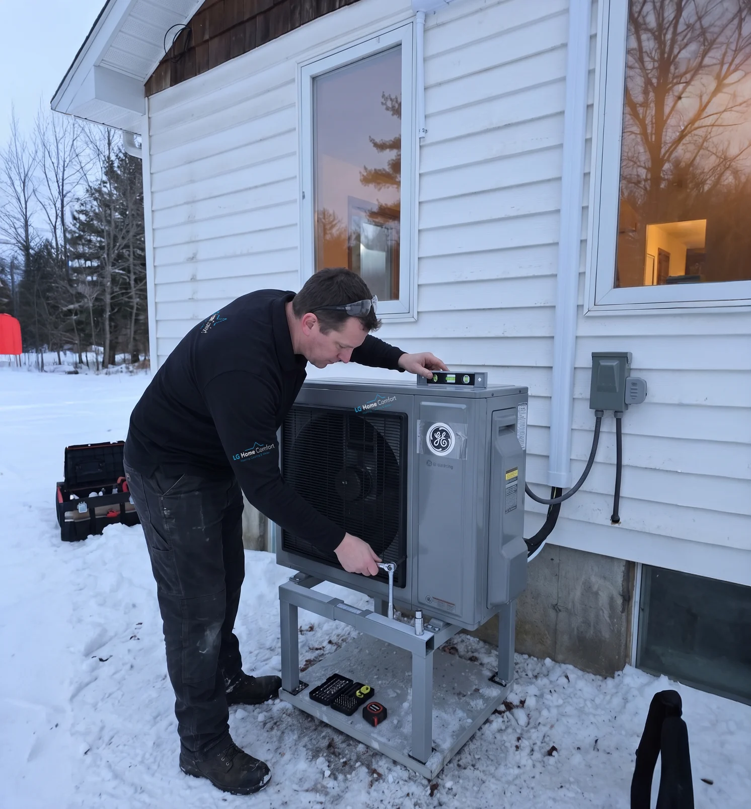 Certified technicians completing a seamless, high-efficiency commercial and home central heating and cooling HVAC installation in the city of Guelph