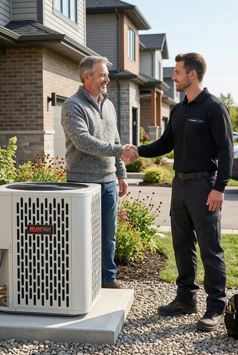 Professional furnace, AC, and heat pump repair, replacement, or installation provided by LG Home Comfort for residential homes throughout the Niagara region, Ontario