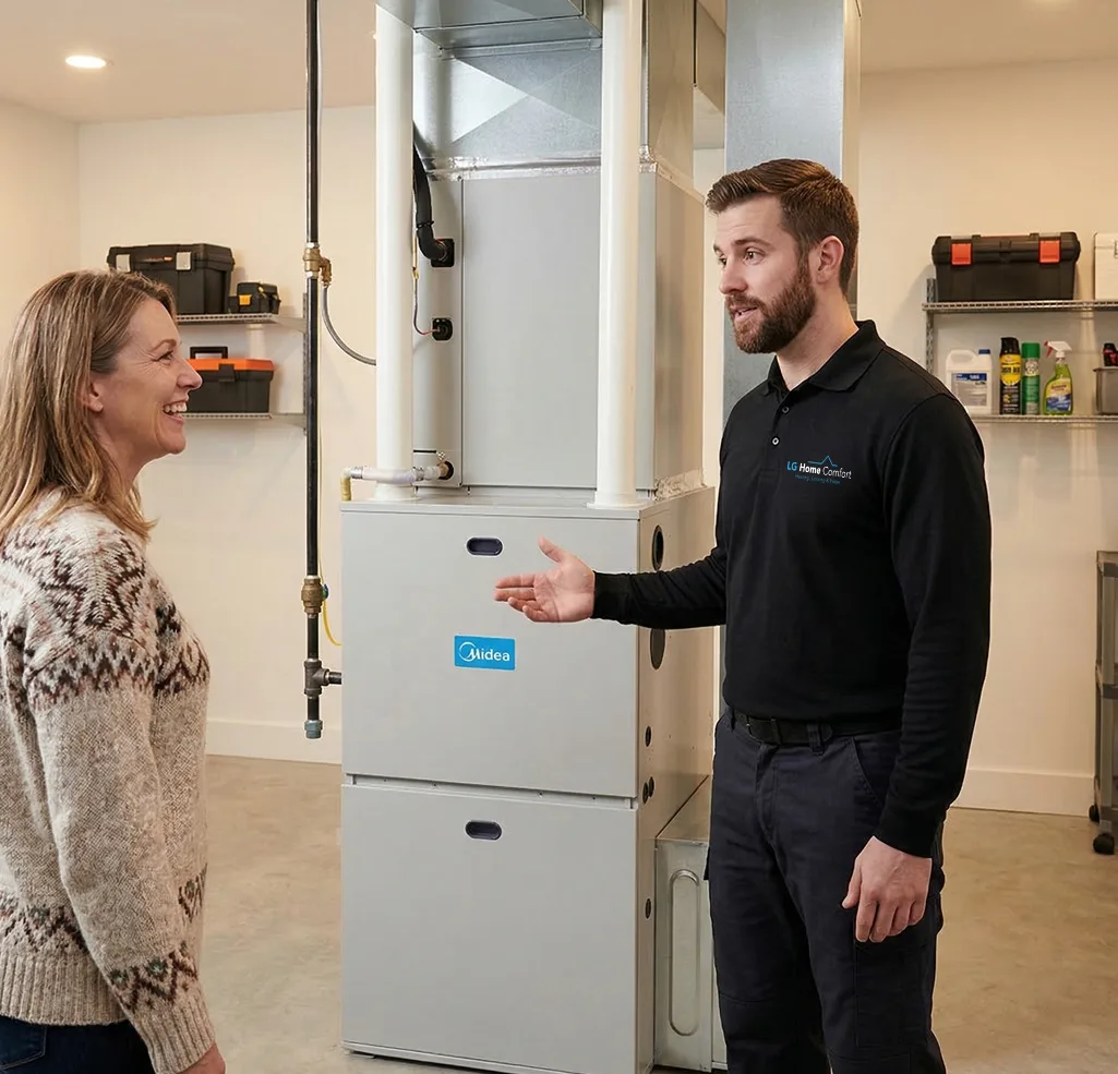 energy-efficient furnace being installed by an expert team to provide cost-effective home heating upgrades in Vaughan